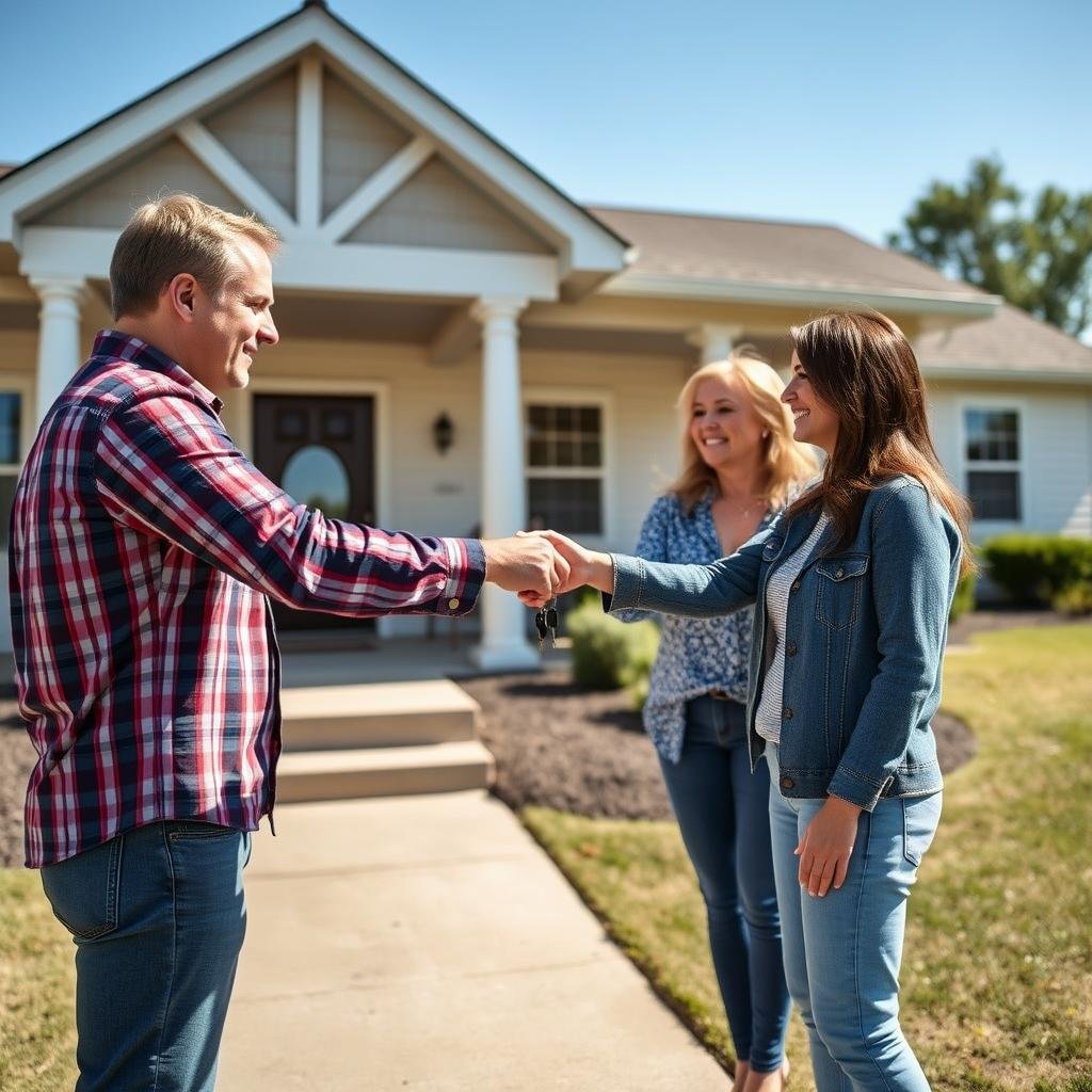 Home buyer receiving keys to their new Rayville Missouri property